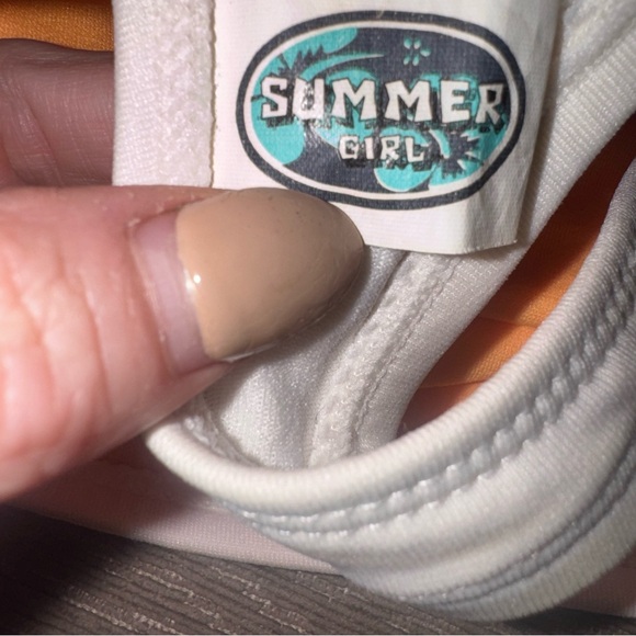 SUMMER GIRL Y2K Orange Hibiscus Rhinestone Bikini Set medium spring break beach - Picture 7 of 9